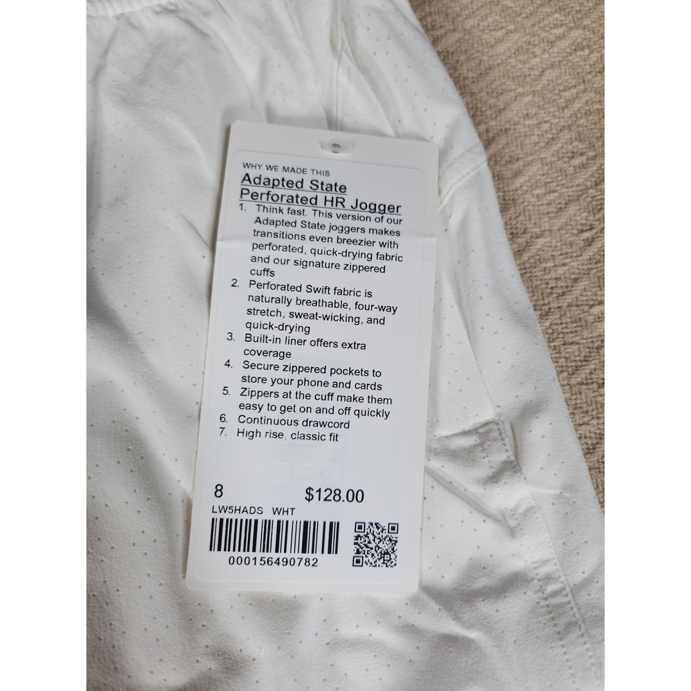 Lululemon Adapted State Perforated HR Jogger Joggers Women's Size 8 White - Picture 2 of 7